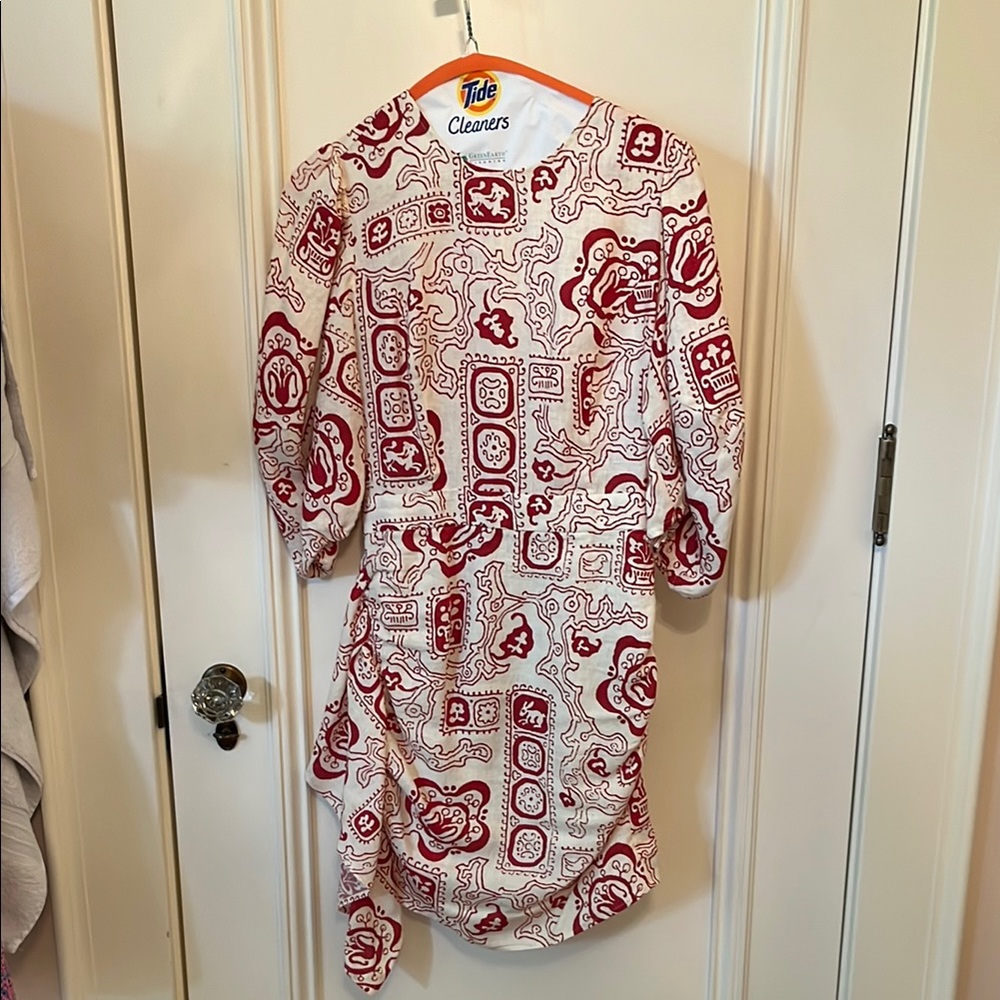 Red and White Patterned Rhode dress